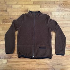 Prana Women’s Fleece Jacket Brown Full Zip L Vintage Made in USA Y2K