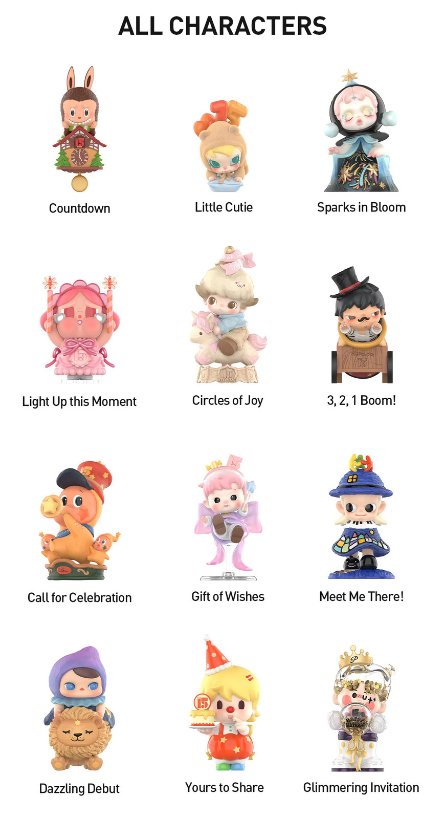 Set of 15Basic Celebrating The Moment Pop Mart 15th Anniversary Series Blind Box