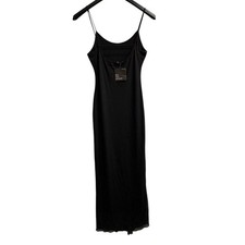 Black Mesh Y2K Maxi Slip Dress Size M Whimsigoth Fairy Grunge Wedding Guest
