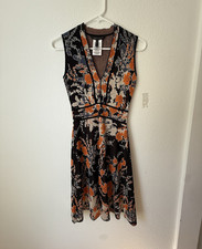 BCBGMAXAZRIA Black Orange White Floral Fit & ...
