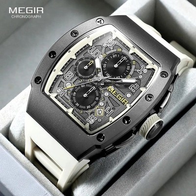 43MM MEGIR Luxury Quartz Watch Men's Diver 30M Waterproof Stainless Luminous NEW