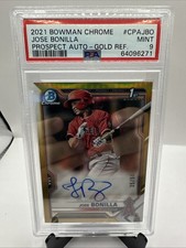 2021 Bowman Chrome Jose Bonilla Gold Refractor Auto #35/50 PSA 9 Mint Angels