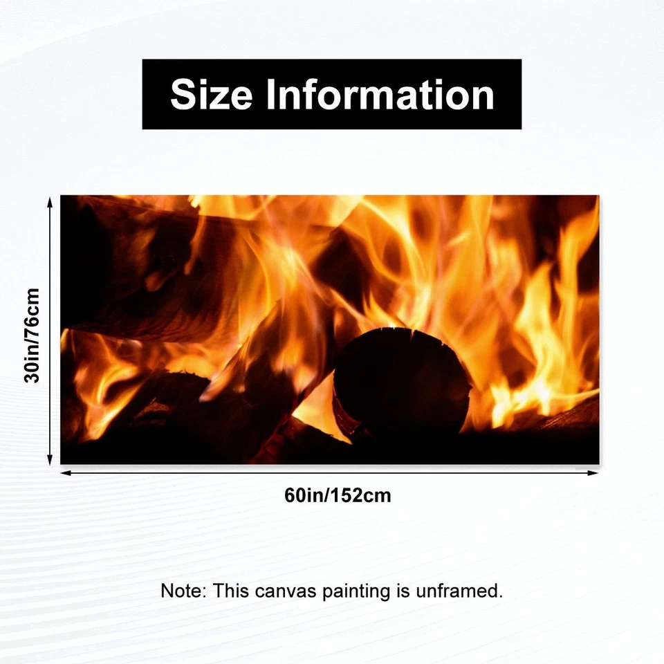 Безрамочный холст настенное искусство печать с горящим камином пламя уютный домашний декор - Изображение 3 из 4