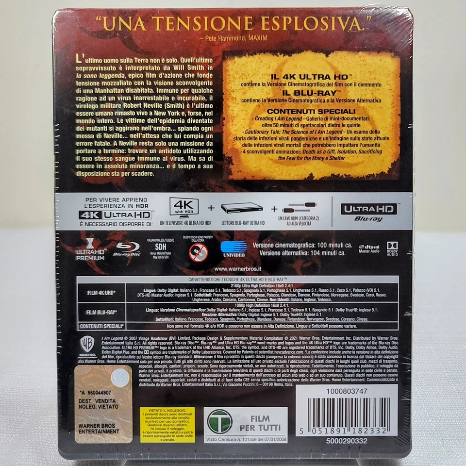 I Am Legend 4K Steelbook *LOOSE DISC* (4K Ultra HD + Blu-ray) Will Smith NEW - Image 2 of 4