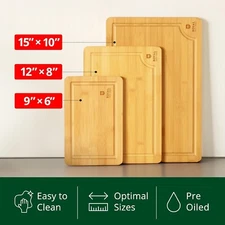 Royal Craft Wood RCW-1010 18 x 12 in Organic Bamboo Cutting Board