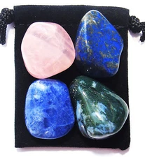 FRIENDSHIP Tumbled Crystal Healing Set = 4 Stones + Pouch + Card
