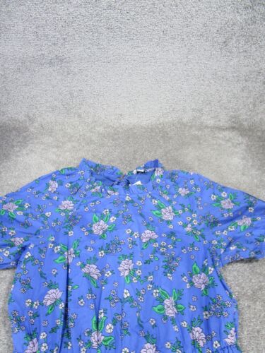 J.Crew Mini Dress Womens 8 Puff Sleeve Tie Back Blue Floral Cotton NEW - Picture 2 of 9