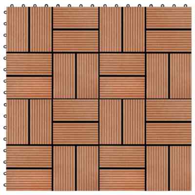 11 pcs Decking Tiles WPC 11.8''x11.8'' 1 sqm Teak Color vidaXL