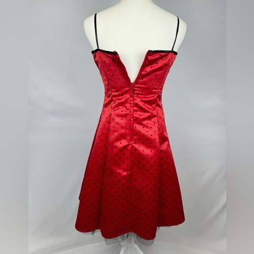IN San Francisco Fit & Flare Dress Red & Black Polka Dots Sz 9 Retro Rockabilly - Picture 7 of 12
