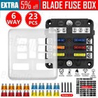 6 Way Fuse Box Blade Auto Block Holder Panel 12V~32V for Car Power Distribution