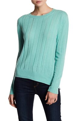 Inhabit 164637 Women's Asymmetrical Ribbed Cashmere Sweater Aloe Sz. Medium