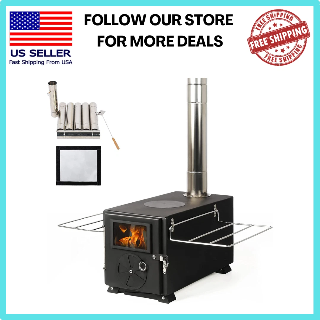 YILI Outdoor Camping Stove, Portable Tent Wood Stove with Pipe, Heating  Burner | eBay