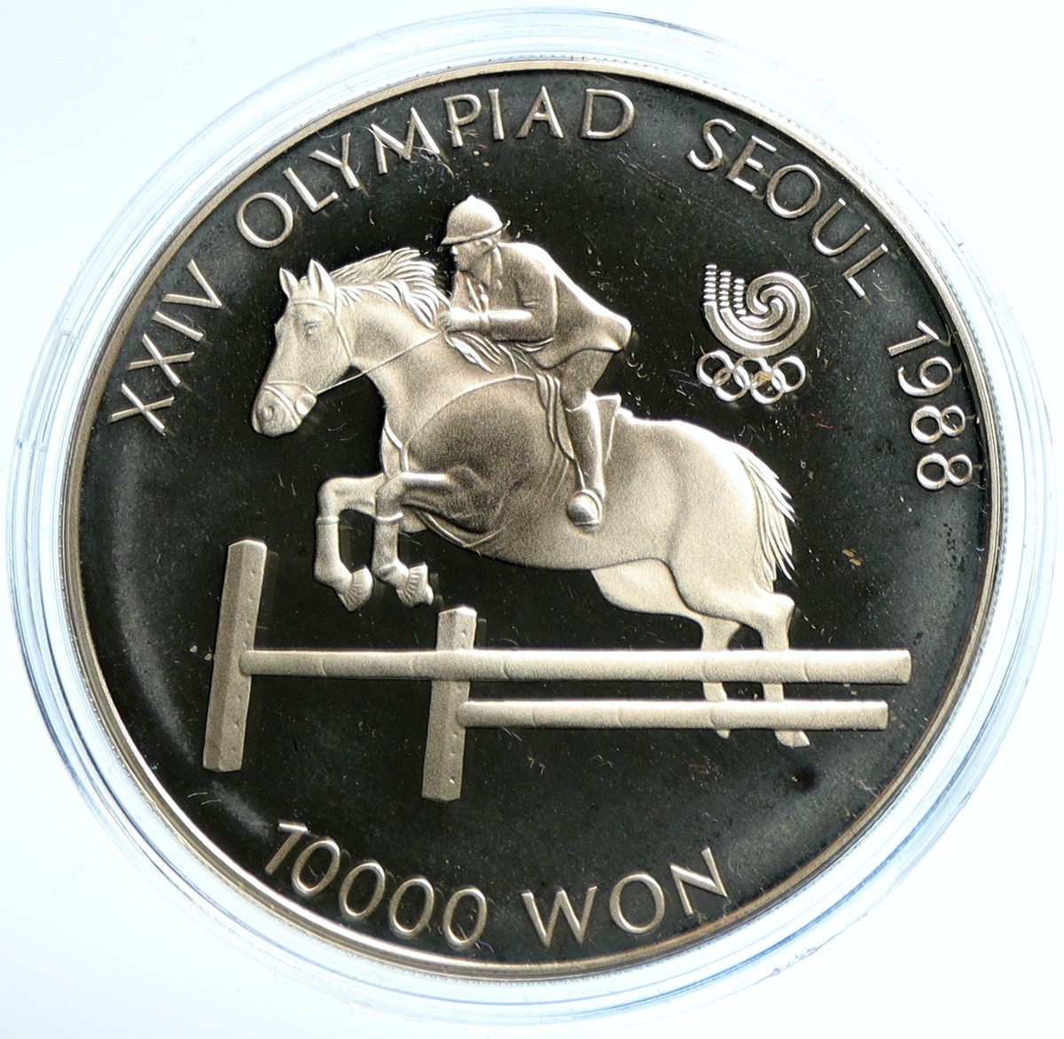 1988 SOUTH KOREA Seoul OLYMPIC GAMES Horses Proof Silver 10000 Won