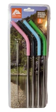 Ozark Trail: Reusable Straws & Cleaning Brush, 5 Pieces Multicolor