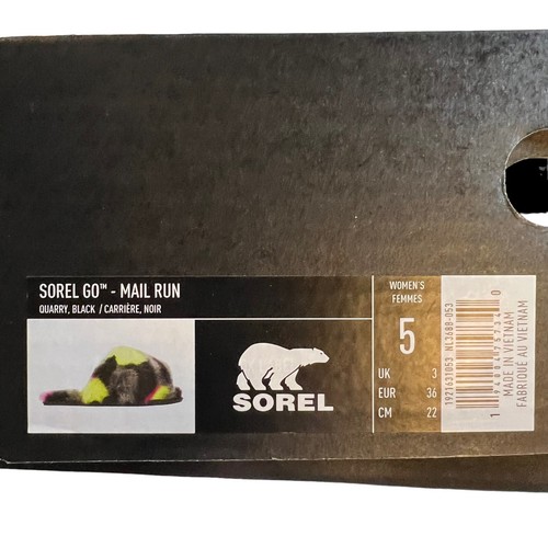 Sorel Go Mail Run Fluffy Slipper Black Multi Size 5 New - 第 6/6 張圖片