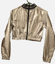 BALERA GIRLS LC SILVER BASEBALL STYLE DANCE JACKET PREOWNED BY ONE OWNER