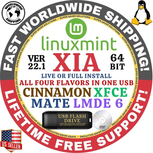 MINT LINUX OS 22.1 XIA CINNAMON XFCE MATE LMDE6 64BIT USB,DVD LIVE, FULL MAC, PC - Picture 9 of 9