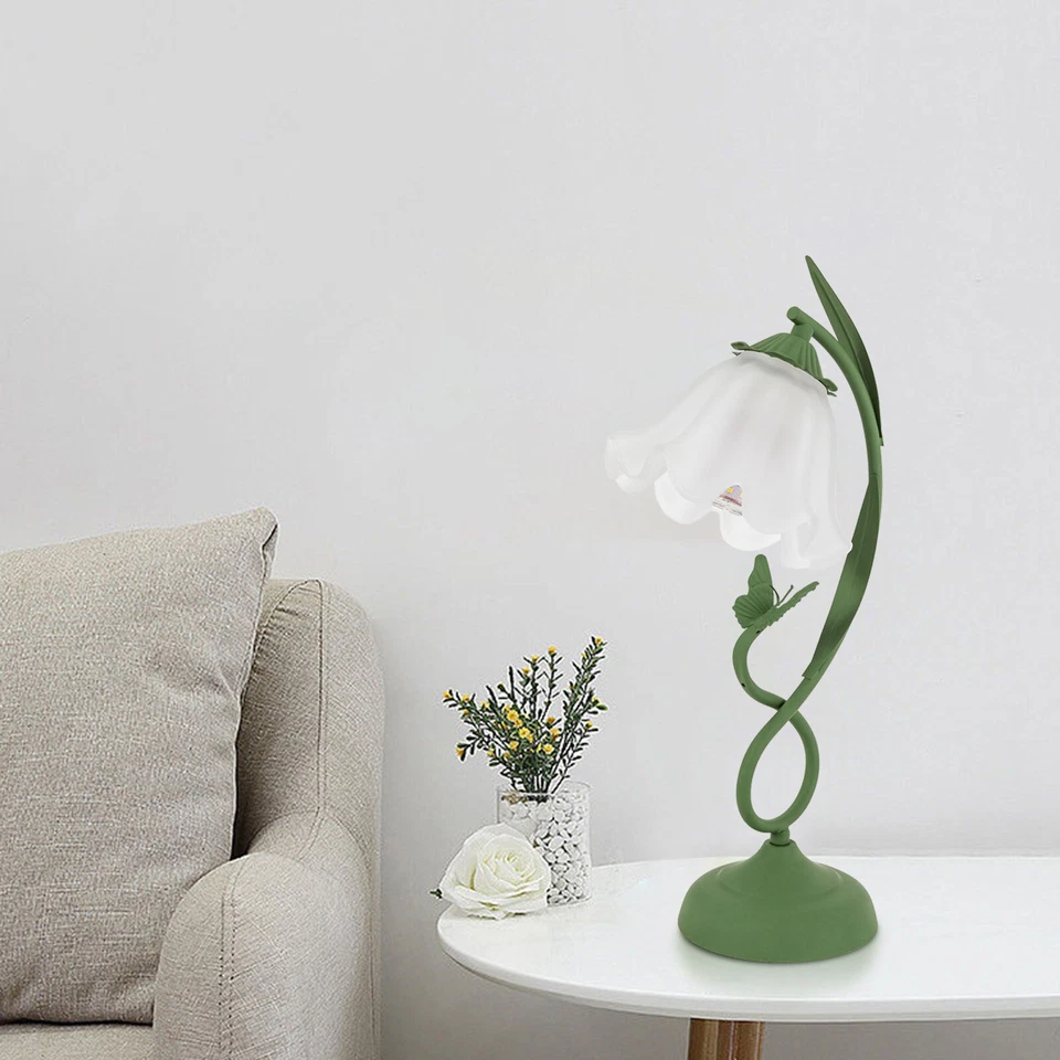 Flower Table Lamp - Elegant Glass Design for Bedside & Desk Lighting - Image 2 of 4