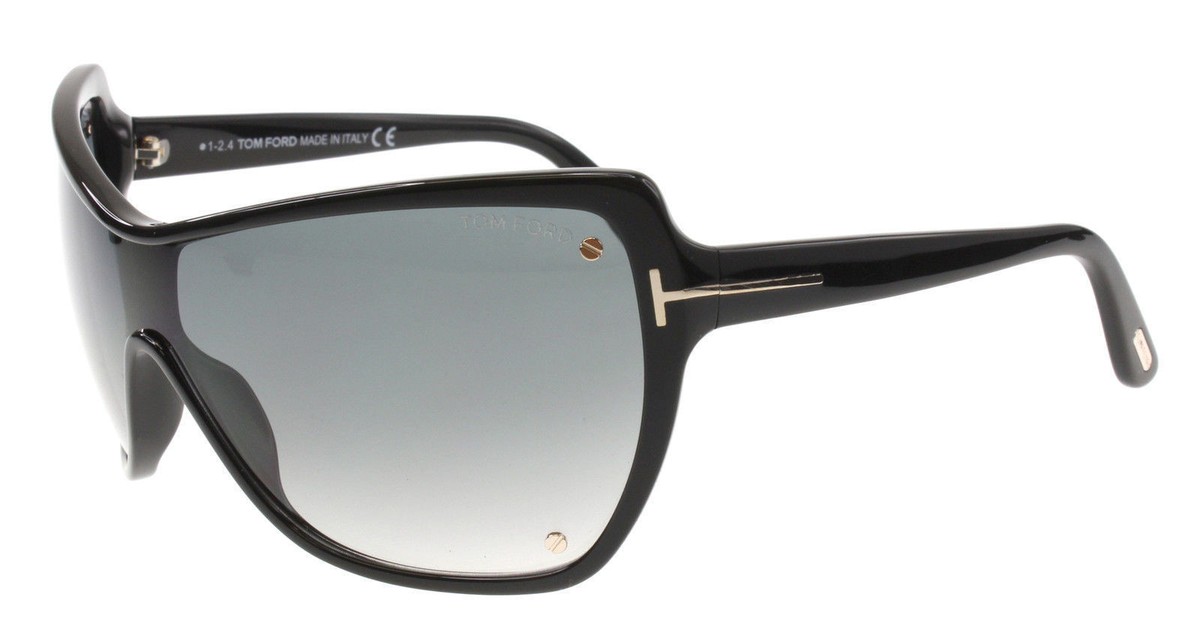 RARE NEW Authentic TOM FORD Ekaterina Black Shield Sunglasses TF