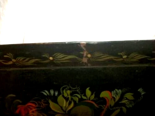 ANTIQUE FRENCH HP TOLE TRAY FOLK ART PRIMITIVE COUNTRY CHIPPY SIGNED LYON FRANCE - Image 4 of 4