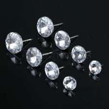 10Pcs Crystal Glass Upholstery Nails Tack Studs Pin Sofa Fastener Decor Fittings