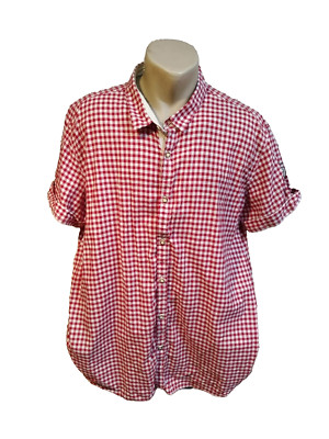 Stocker Point  men's  shirt red white   size 4XL plaid