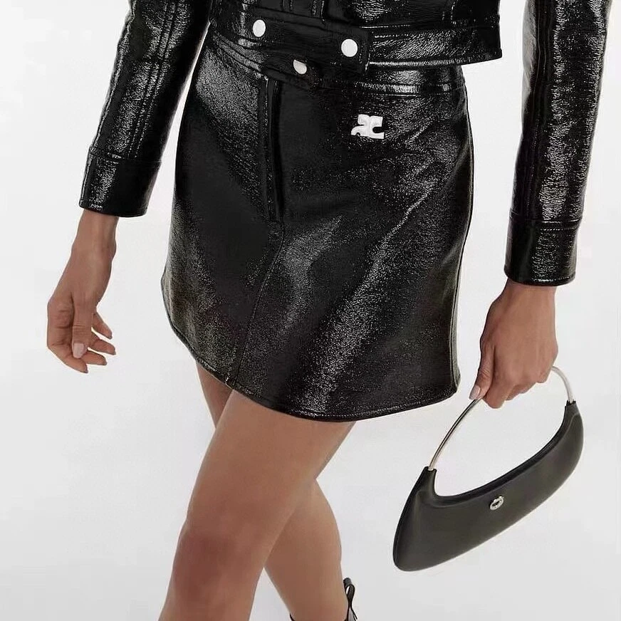 Patent short best sale skirt