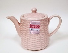 NEW CMG PINK BLOSSOM BRAIDED HAND MADE PORCELAIN LARGE TEA+COFFEE POT TEAPOT 