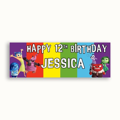 Personalised Inside Out Movie Birthday Theme Party Celebration Banner - Picture 8 of 9