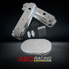 Alum Short Valve Covers Fit 1987-up SBC 283 450&Oval 15" Full Finned Air Cleaner