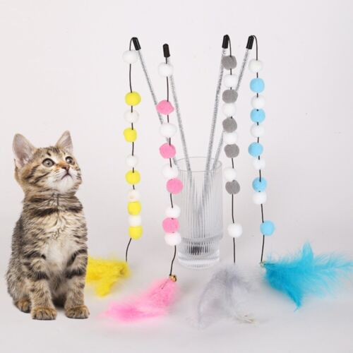 Borde teaser palo gatos juguete pluma mecha juguete mascota necesita - Imagen 1 de 10