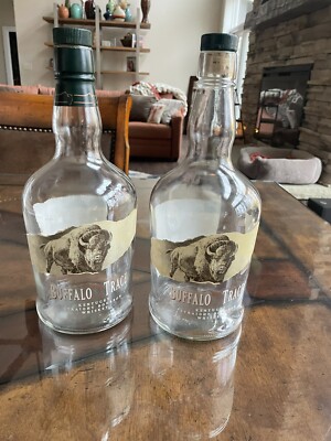 2 Empty Large Buffalo Trace Bourbon Bottles 1.75L bottle