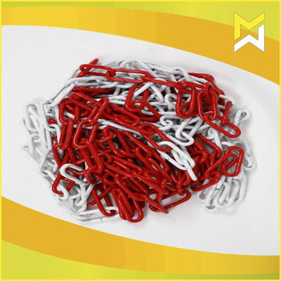 Produktbild von Absperrkette Aus Stahl 10 M – Rot-weiß, 4 Mm, Pulverbeschichtet, Made In Germany