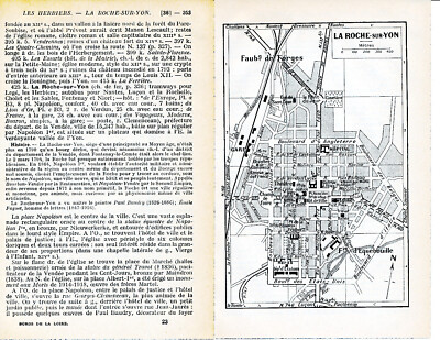 85 La Roche-sur-Yon 1934 pt. original city plan + guide (2 p.) Equebouille Travot
