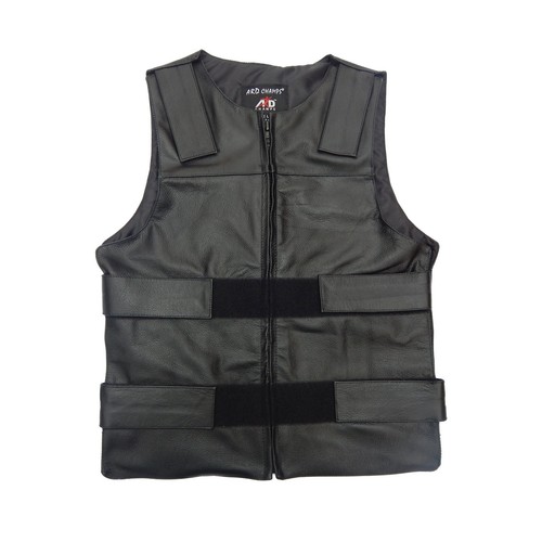 ARD Champs™ Men's Bullet Proof Style Motorcycle Biker Leather Vest-Black S-6XL - Photo 6 sur 8