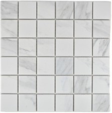 Mosaic Tile Ceramic White Square Carrara Effect Shower WB14-0102 1 Mat