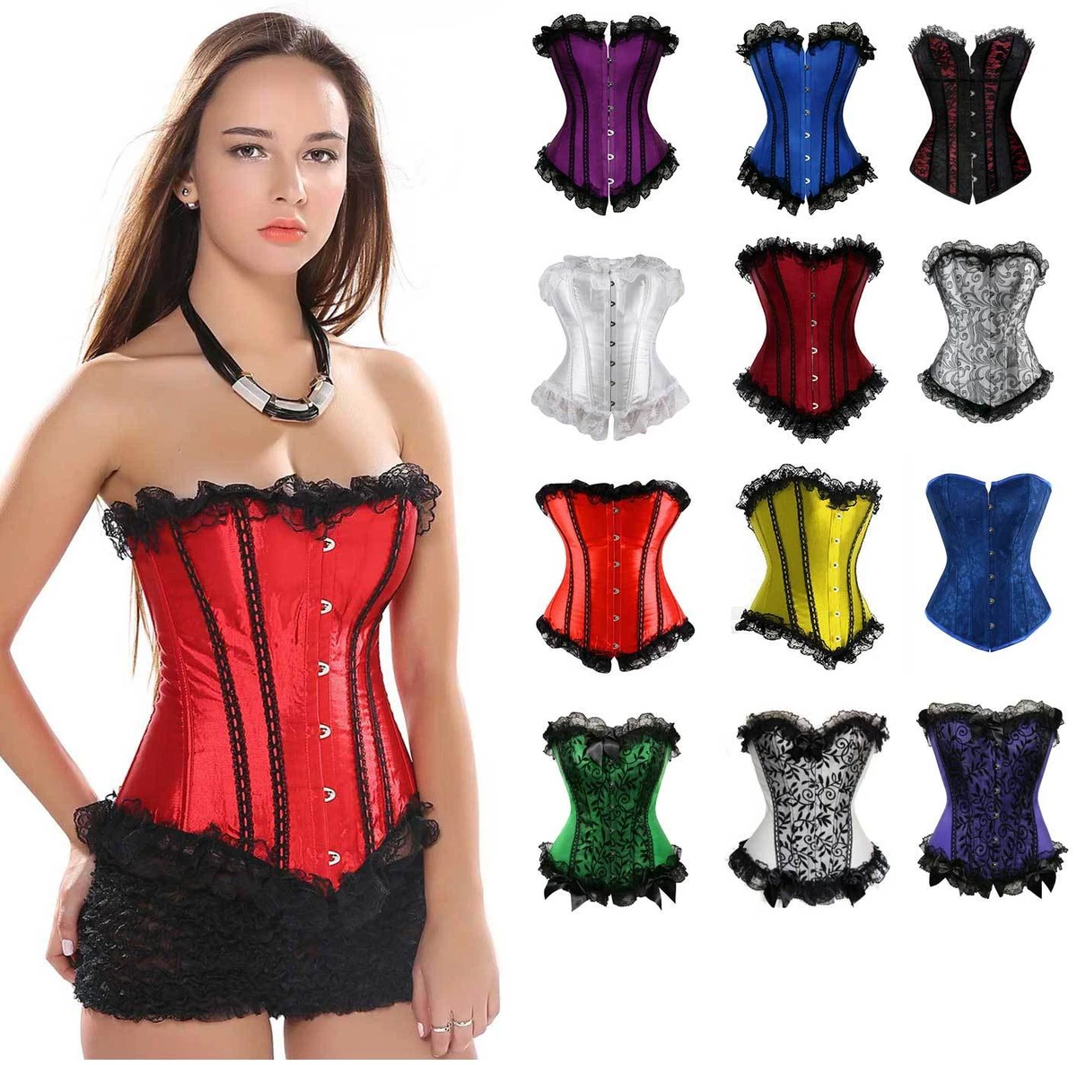 Burlesque Corset Basque Cincher Lingerie Bustier Moulin Rouge