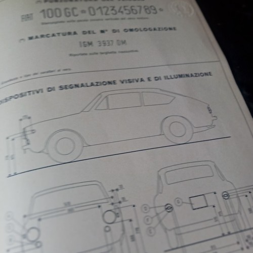 Fiat 850 Coupe Type 100 GC COPY HOMOLOGATION CARD 1965 ASI - Picture 6 of 6