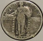 Silver Quarter - Standing Liberty - 1929 (Obv tarnish.  Small rim dings.) [820]