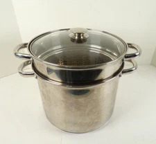 Chefmate Stainless Steel 8 Wt. Pasta Pot with Colander Insert & Glass Lid