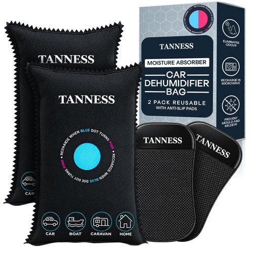 Tanness Car Dehumidifier Bags 2 Pack x 1kg Reusable Moisture Absorber REUSABLE &