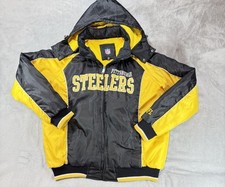 Vintage Official NFL Pittsburgh Steelers Jacket. Size Large With Hoodie .