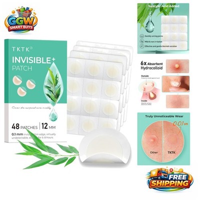 Extra Thin Hydrocolloid Pimple Patches - 48 Count for Overnight Use and Makeup