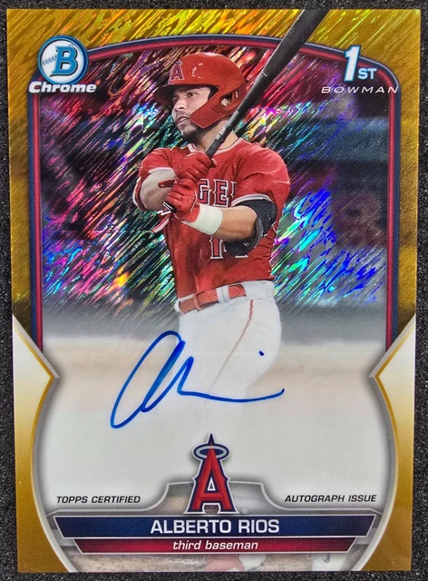 2023 Bowman Draft Chrome 1st Gold Shimmer Refractor AUTO /50 Alberto Rios