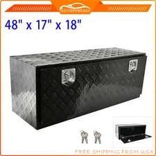 48"x17x18“ inch Black Aluminum Underbody Tool Box Truck Bed Trailer Storage+Lock