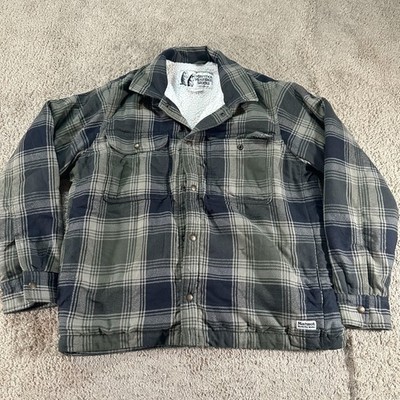 Marmot Mountain Works Jacket Mens Medium Green Plaid Sherpa Lined Flannel M15914