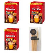 NYCoffee 3 in 1 Coffee Sachets- Bundled with Temas Store Stirrers|36 Sachets Ind