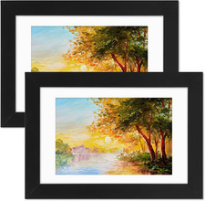 4X6 Picture Frame Set of 2, Black Photo Frames for Wall and Tabletop Display wit