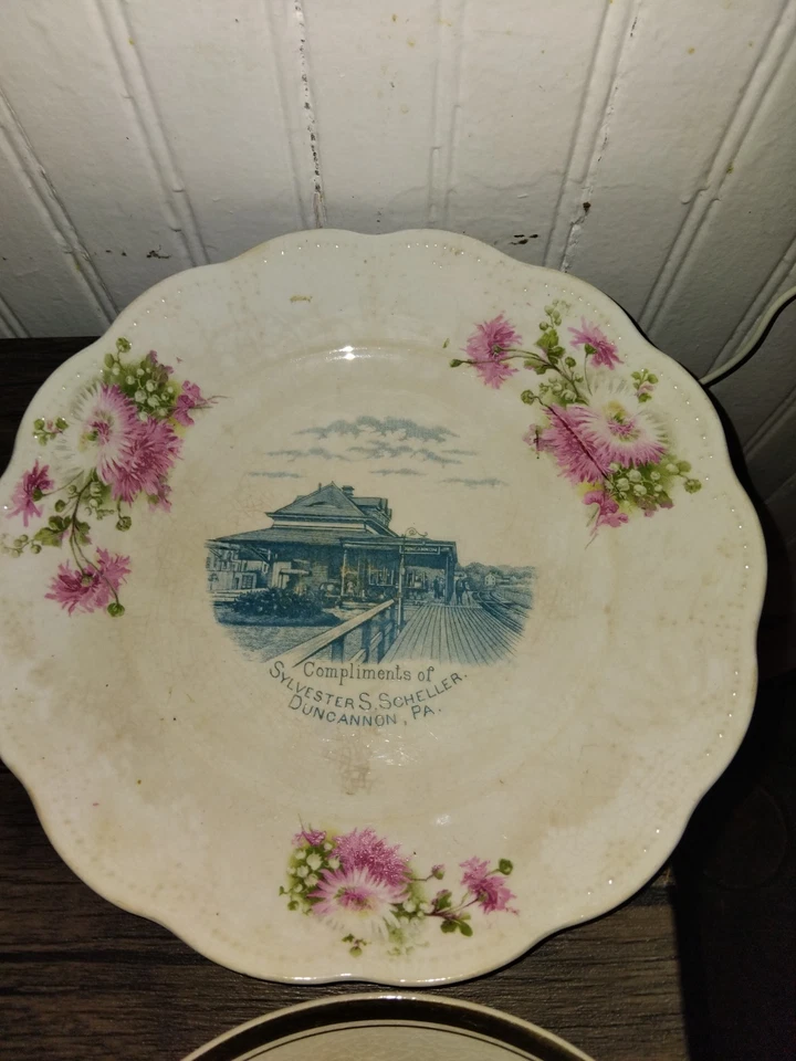 Placas publicitarias antiguas Duncannon Pa "Felicitaciones de Silvestre S. Scheller" Foto 3 de 4