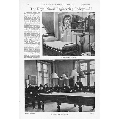 PLYMOUTH Royal Naval Engineering College at Keyham II - 2x antike Drucke 1898